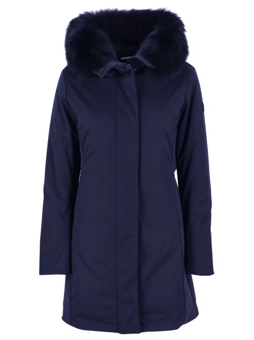 Giaccone donna con pelliccia colore blu navy PEOPLE OF SHIBUYA | AEMI PM149790